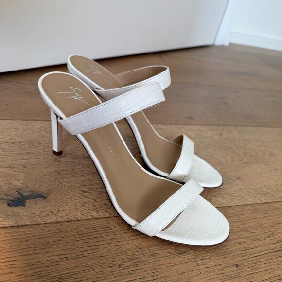 Giuseppe Zanotti Shoes - Giuseppe Zanotti Calista 120mm Double-Strap Leather Mules – White – Size 37 – Ex